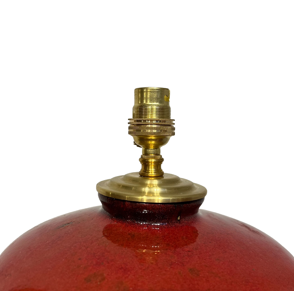Thumbnail: Large pair of red pottery lamps