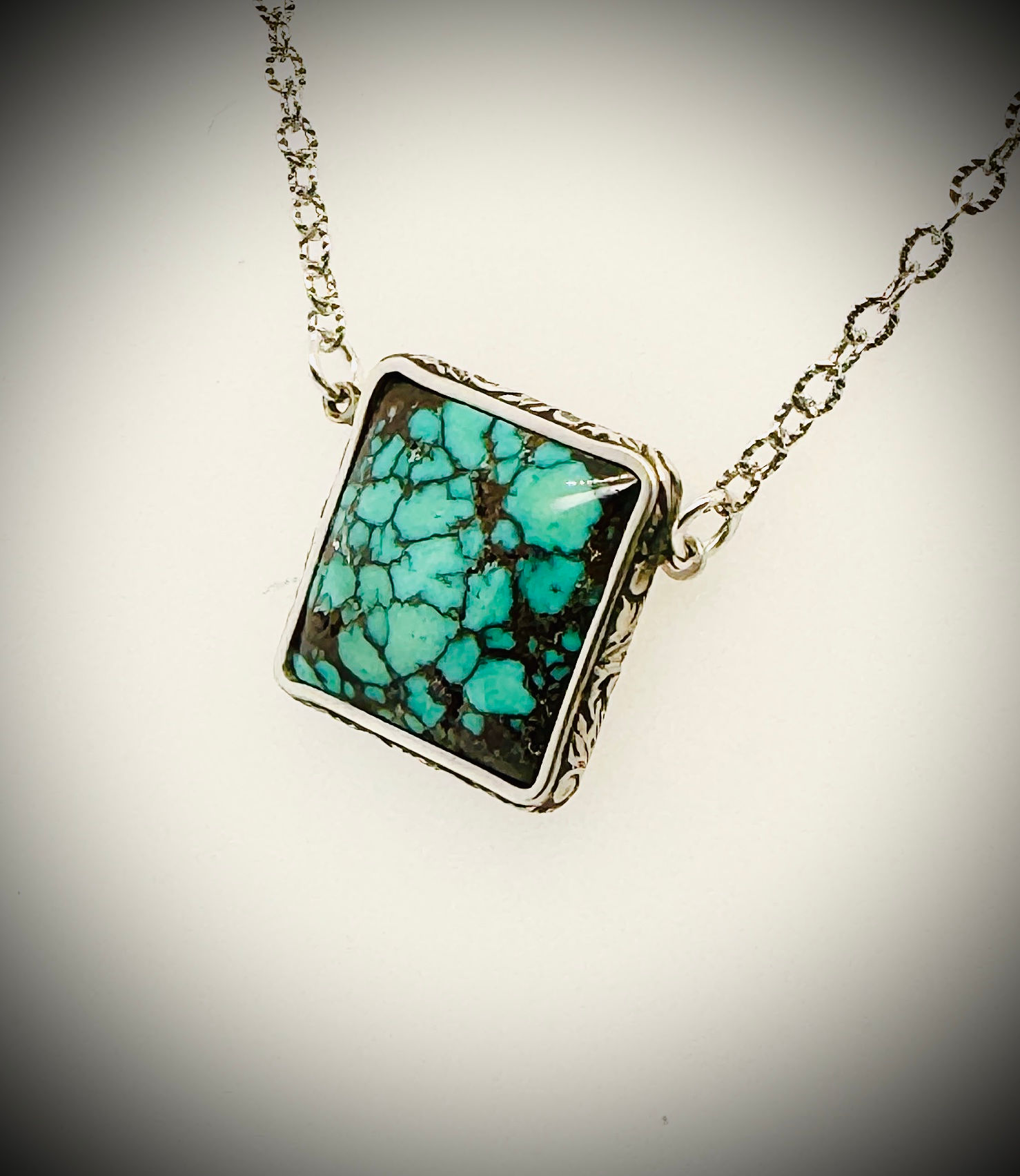 Rustic Silver and Turquoise Pedant