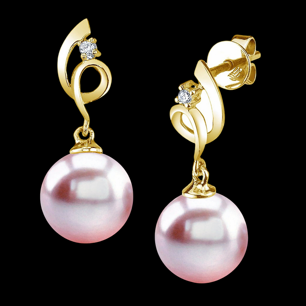 9K Pink Spring Natural Pearl Earrings