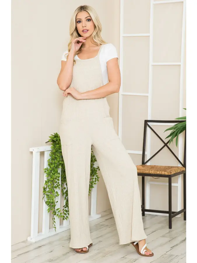 Wide Leg Cotton Overall- Tan.webp