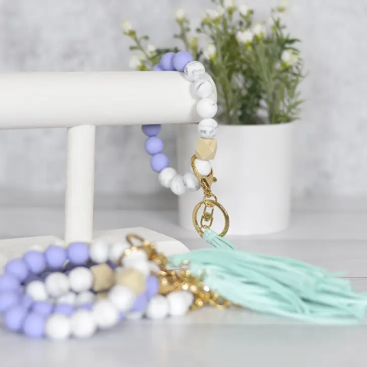 Lavender and Marble Wrislet Key Chain.webp