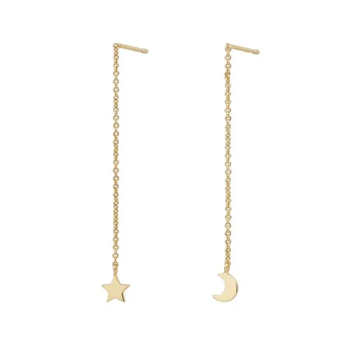 Moon + Star Threaded Earrings