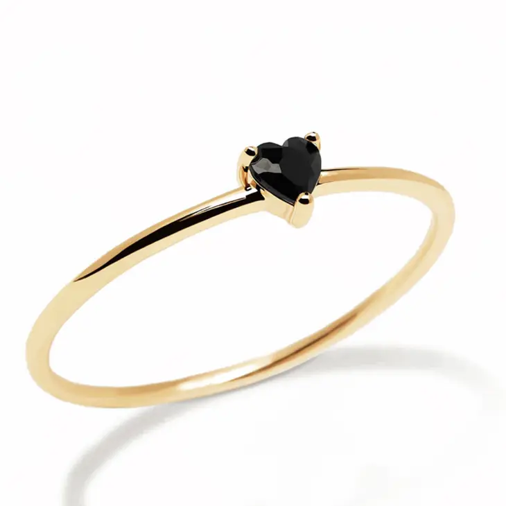 Tiny Black Heart Ring