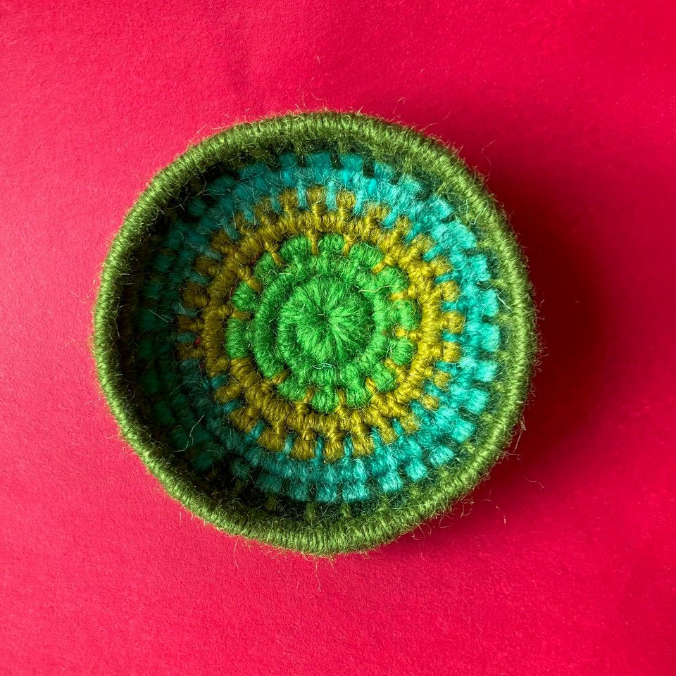 Thumbnail: Small Coiled Baskets with Decorative Borders