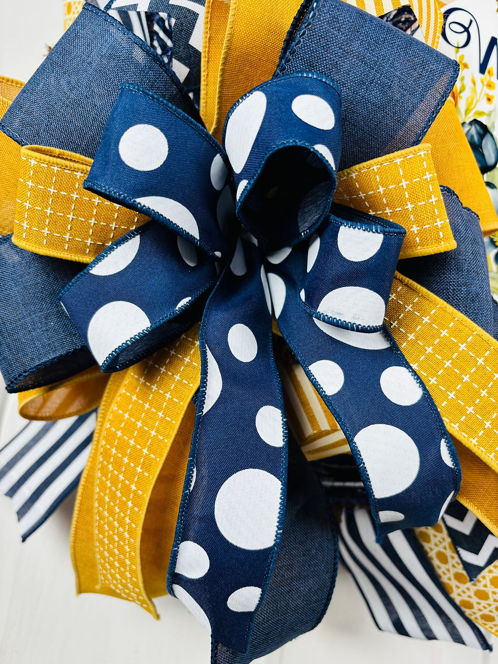 Thumbnail: Everyday navy blue and dark yellow welcome wreath 