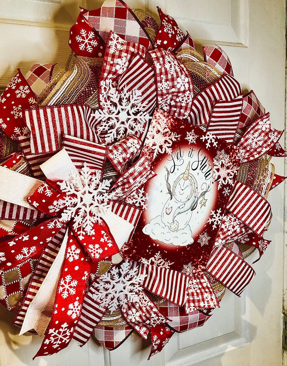 Thumbnail: Custom red/white snowman wreath 