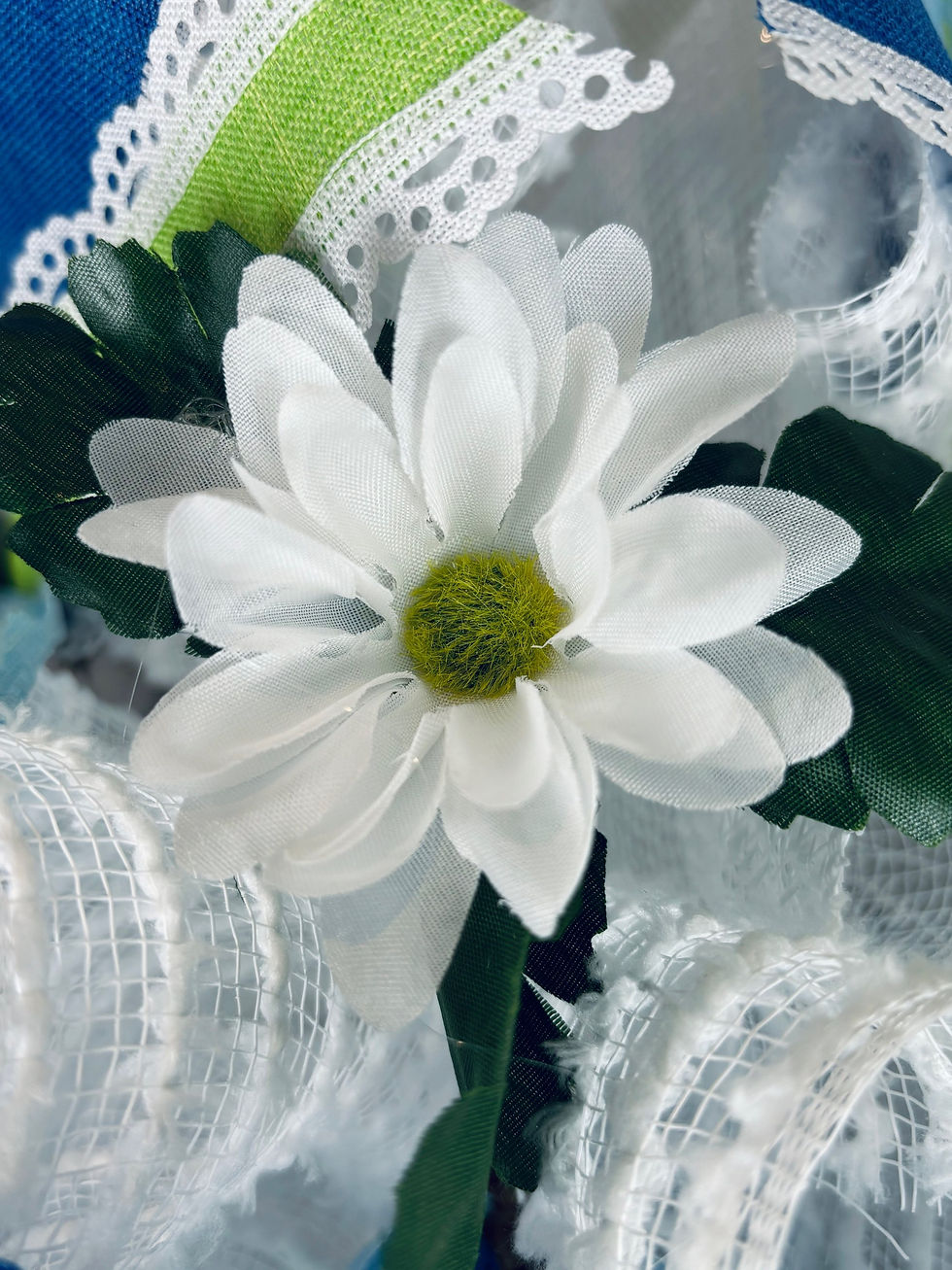 Thumbnail: Blue lace floral teapot wreath 