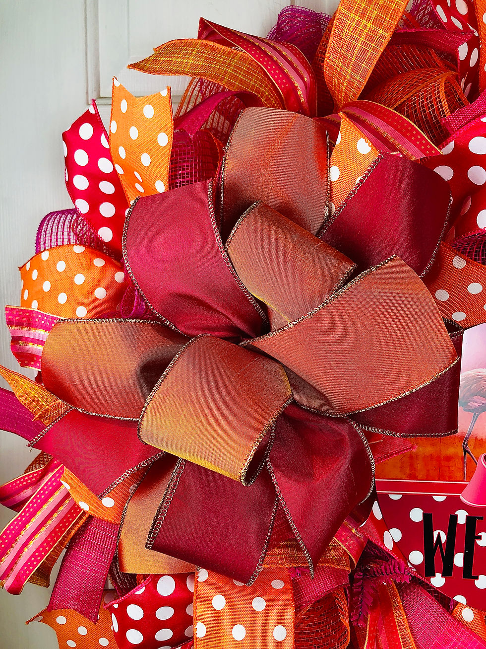 Thumbnail: Hot pink and orange flamingo welcome wreath 
