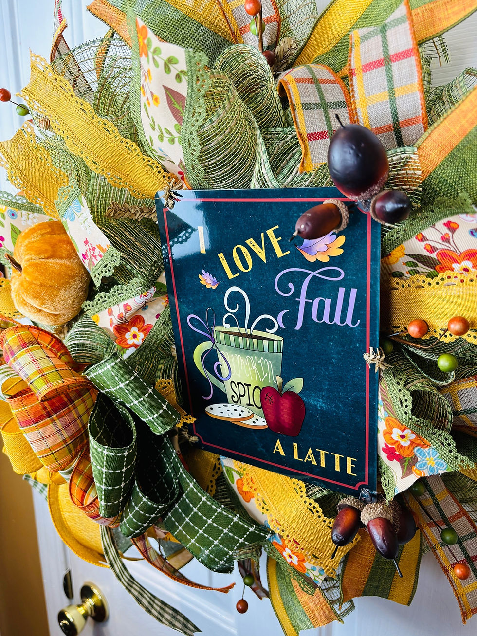 Thumbnail: 24” large fall welcome I love fall a latte  wreath