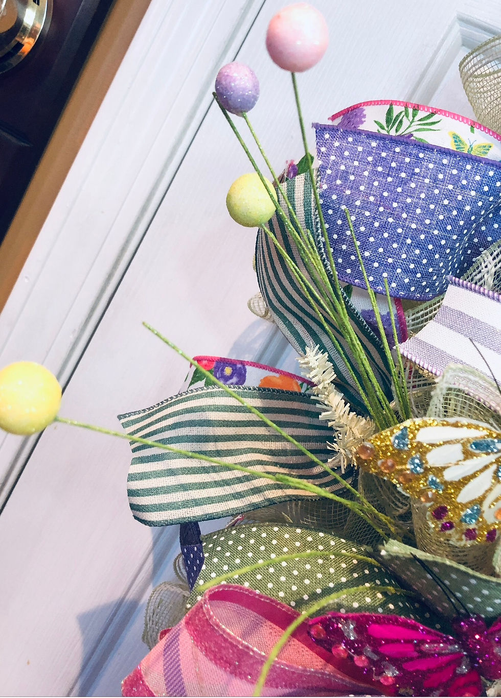 Thumbnail: Happy Spring tulip and vintage yellow pickup truck wreath