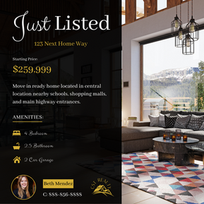 just listed social media post for real estate, customizable template