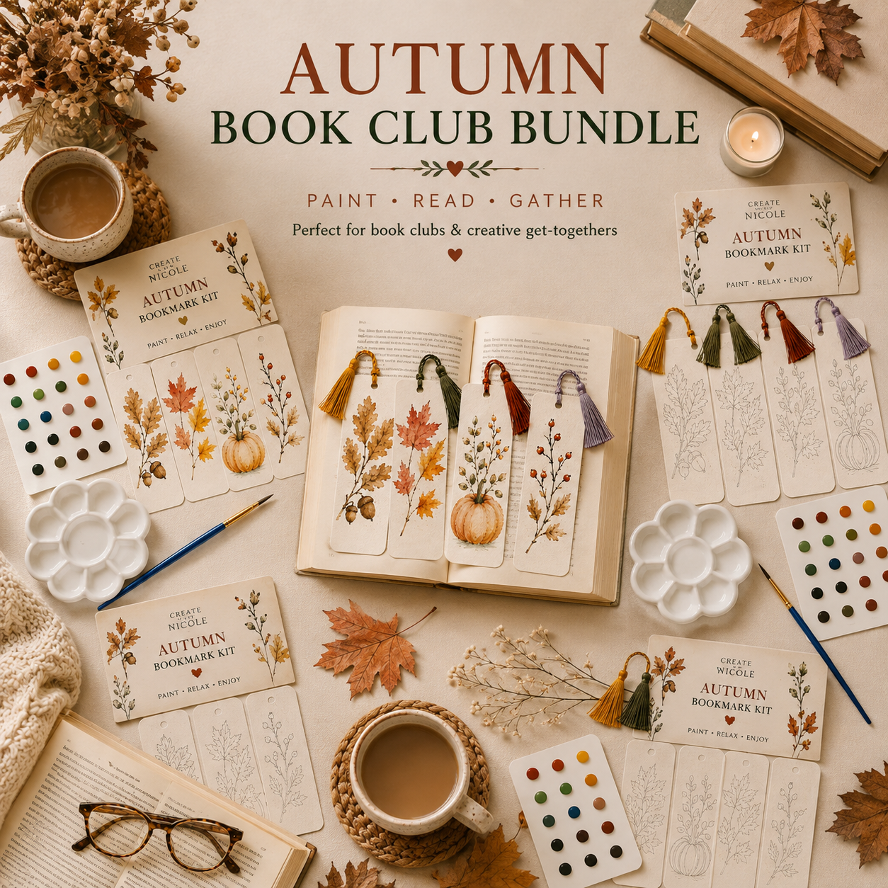 Autumn Watercolor Bookmark Kit Bundle