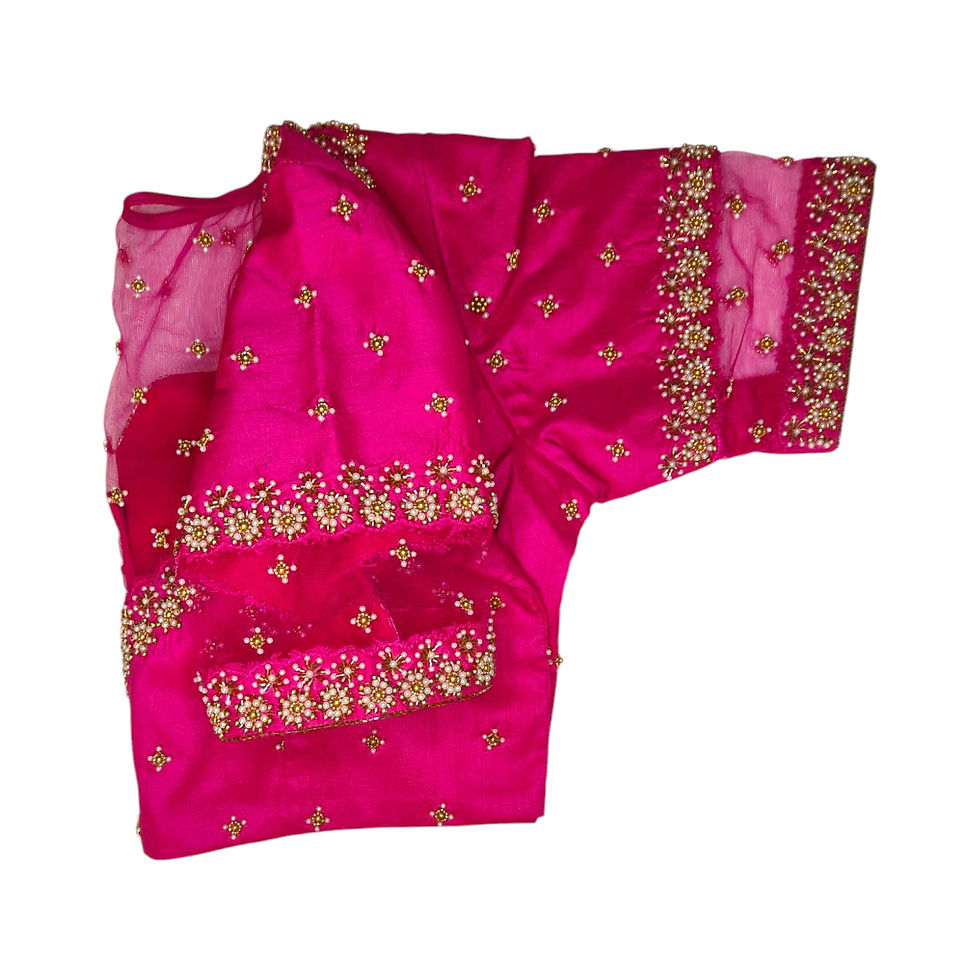 Thumbnail: pink net aari work blouse hand design