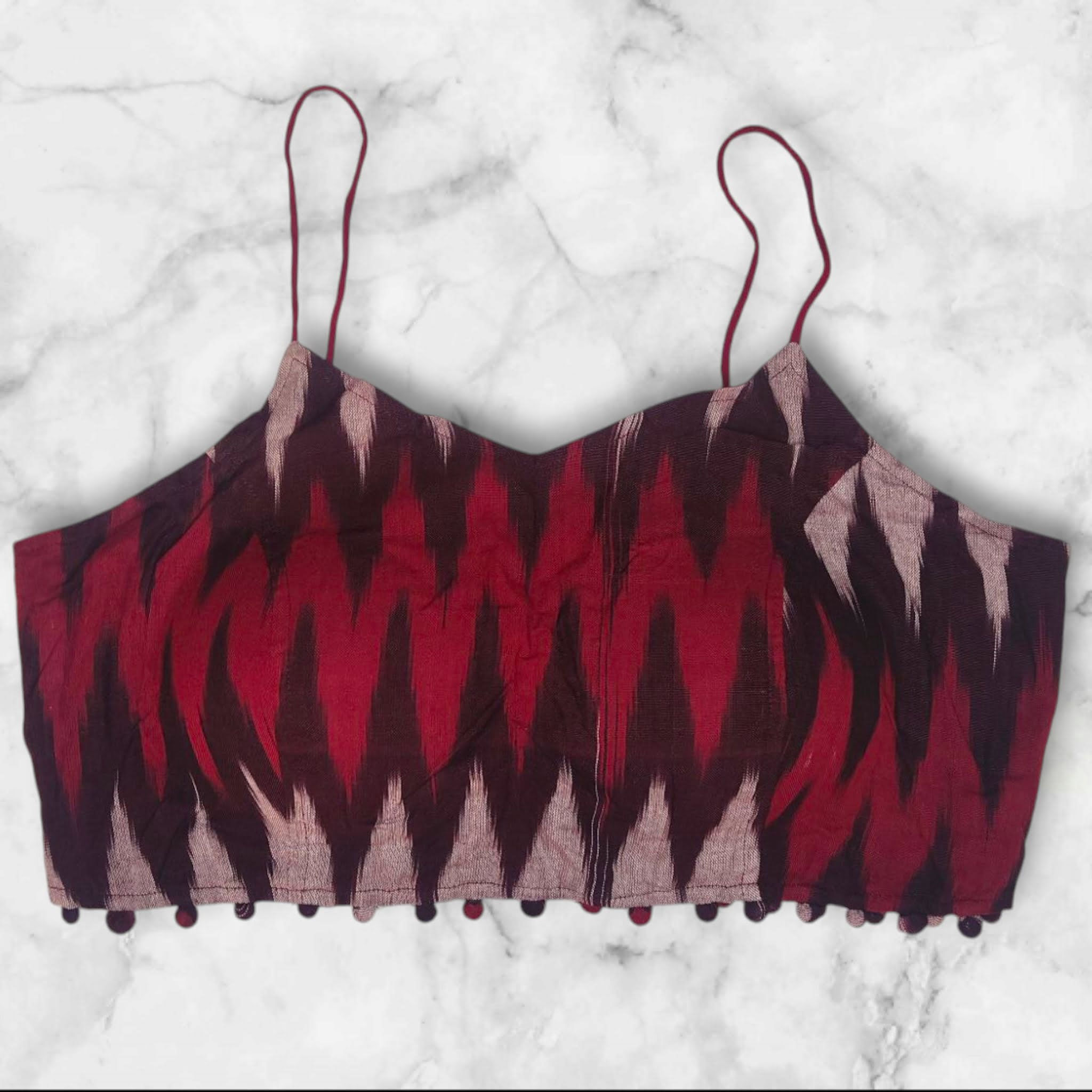 Ikkat Noodle Strap Padded Blouse