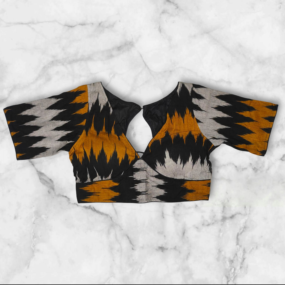 Thumbnail: black ikkat blouse design front view