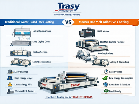 Comparision of Hot Melt Coating with water based latex on Crepe Bandage
