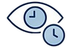 Icon of an eye and clocks for managed cybersecurity services