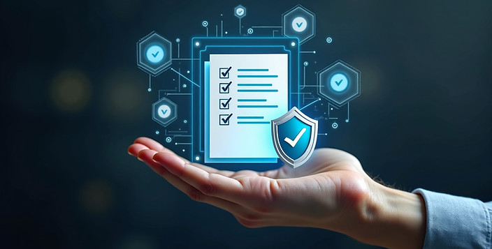 Hand holding managed cybersecurity services checklist