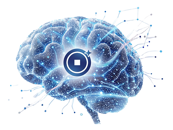 Digital brain representing a managed intelligence provider.