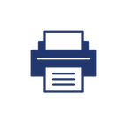 Blue printer icon representing commercial copiers Missouri.