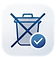 Trash bin icon with a cross and a checkmark.