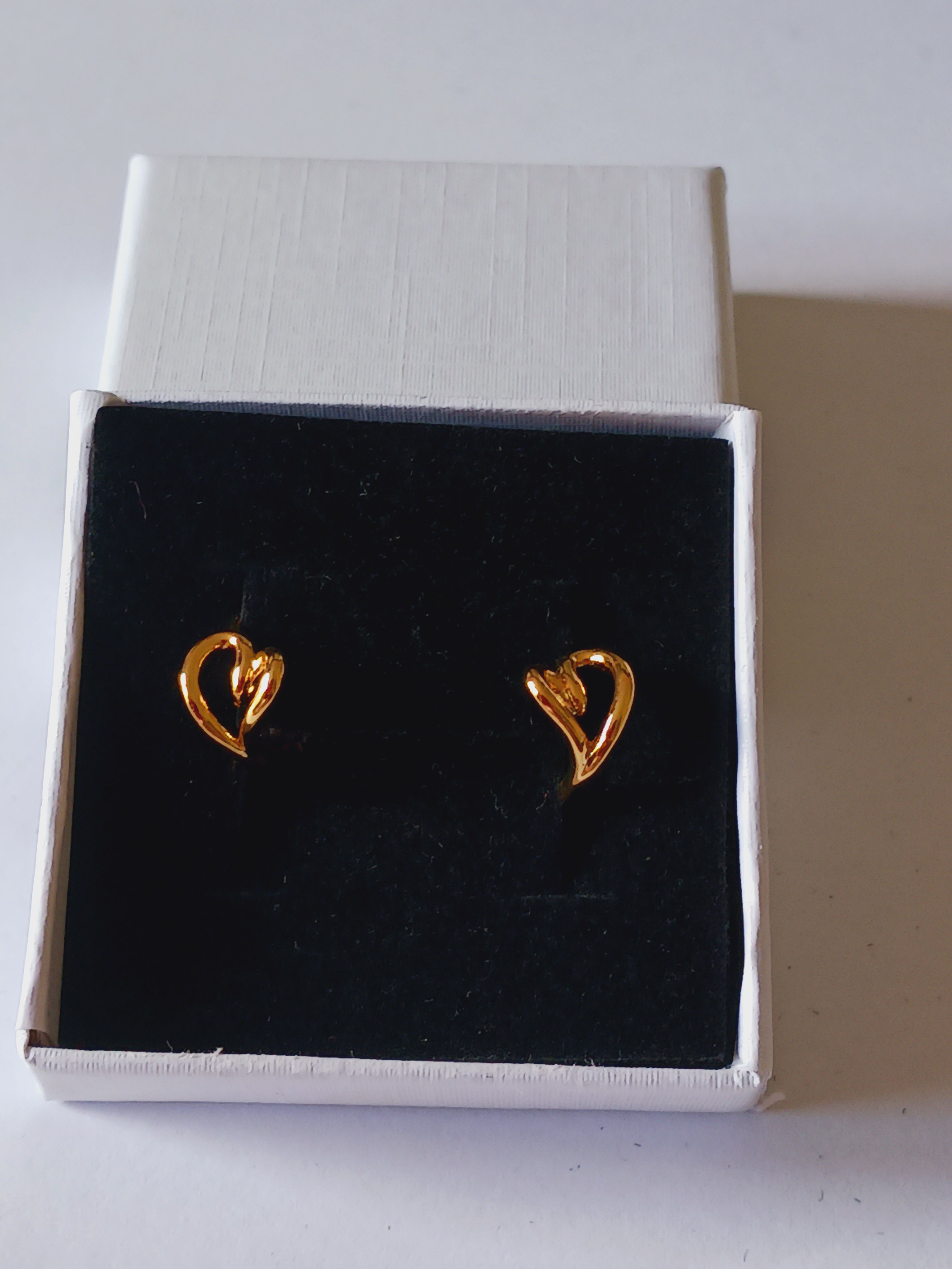 Gold Plated Open Heart Small Hoops