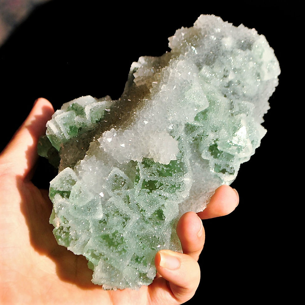 Thumbnail: Sugar Fluorite in Smokey Quartz Matrix