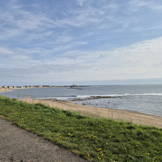 Girls weekend wellness experience at Café Needles Eye on the Northumberland seafront, sauna sessions and cold-water sea dips with coastal views.