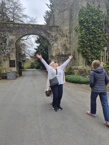 Girls weekend walking 6.2-mile circular route around Hulne Park in Alnwick, Northumberland, woodland trails, countryside views and historic Hulne Abbey ruins.
