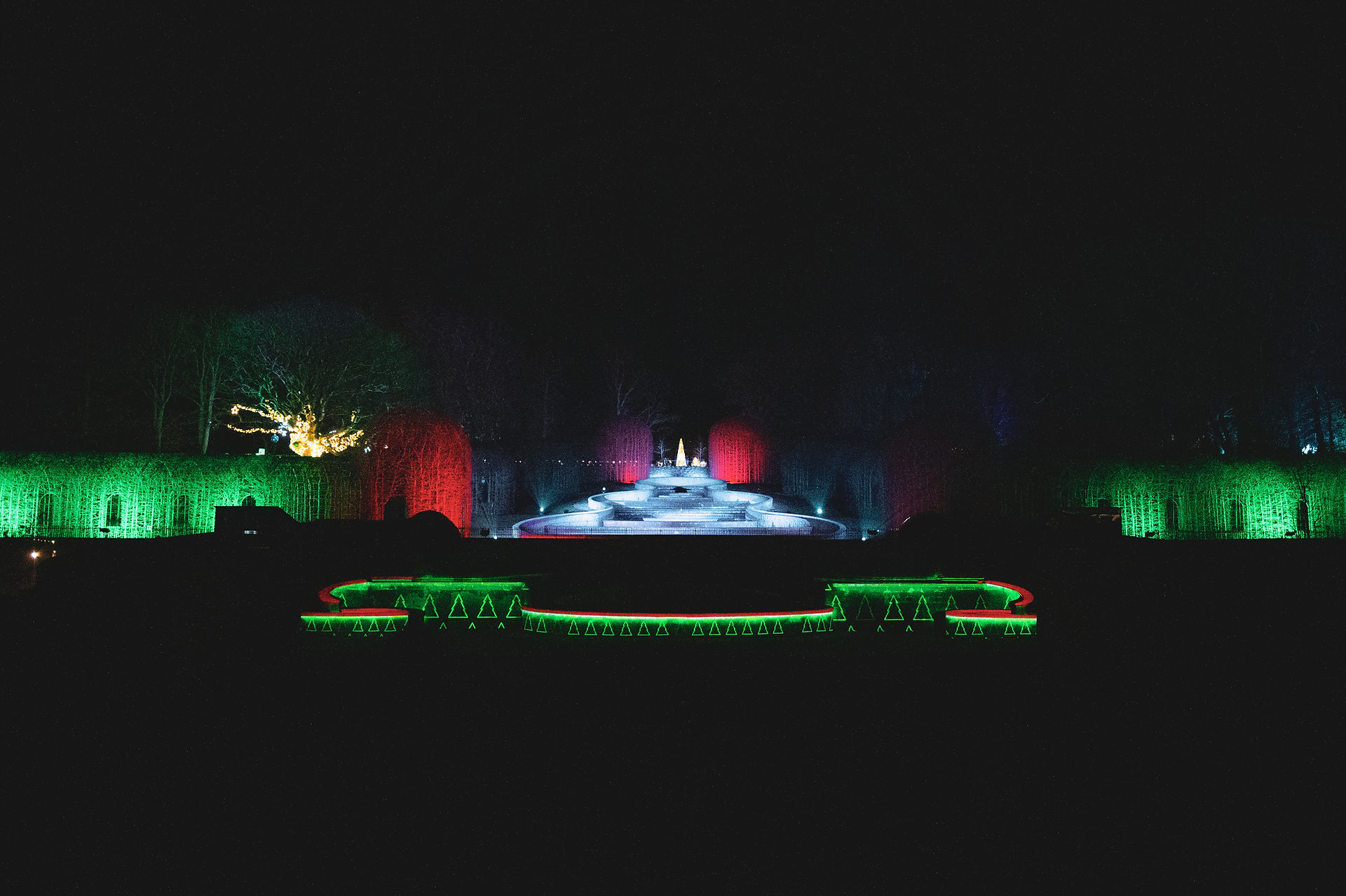 Glowing arches and light installations at The Alnwick Garden’s Christmas Trail — a magical part of Northumberland living during the holidays.