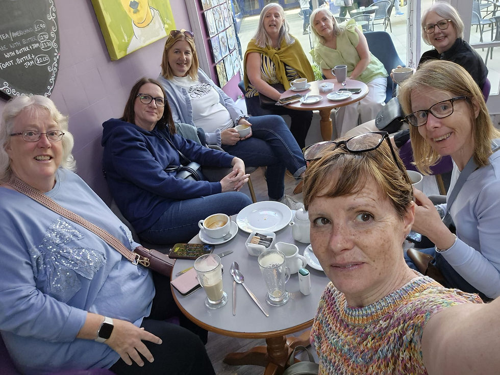 Girls weekend walking 6.2-mile circular route around Hulne Park in Alnwick, Northumberland, woodland trails, countryside views and historic Hulne Abbey ruins.