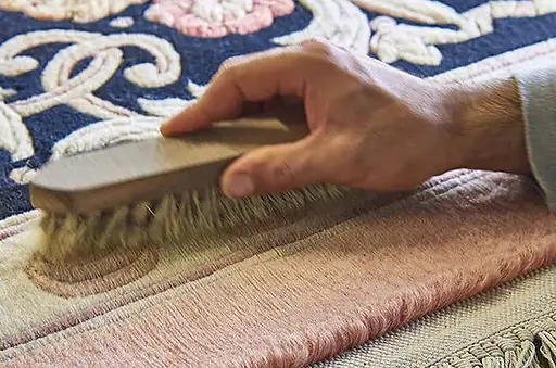 Dépoussiérage doux d’un tapis Aubusson ancien avec extracteur à flux maîtrisé