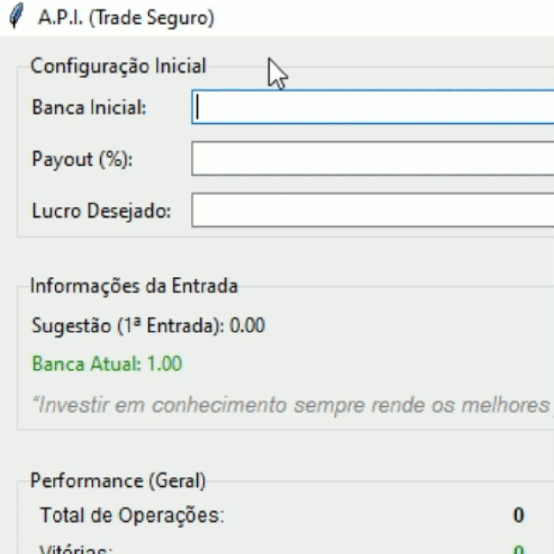 Configurações - A.P.I. | Trade Seguro