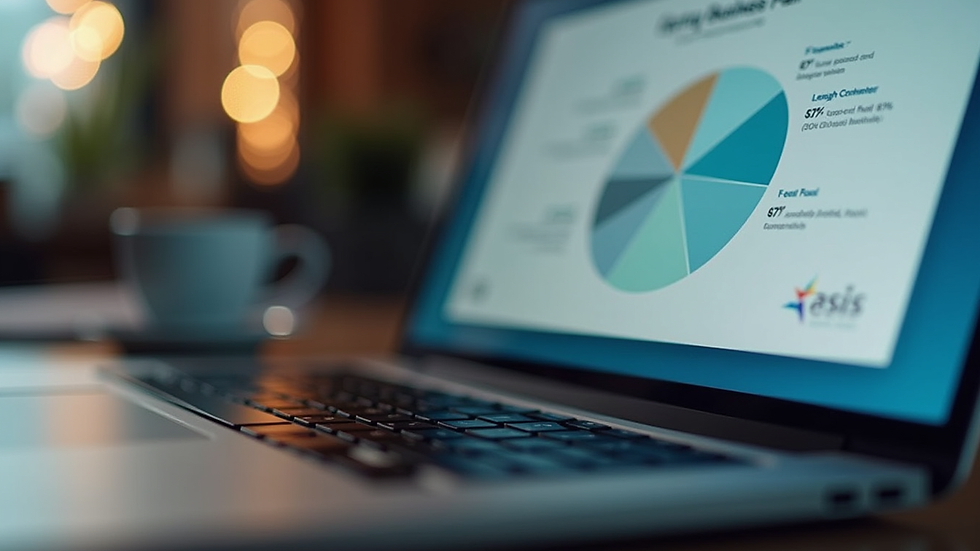 Close-up view of a laptop screen showing a startup business plan
