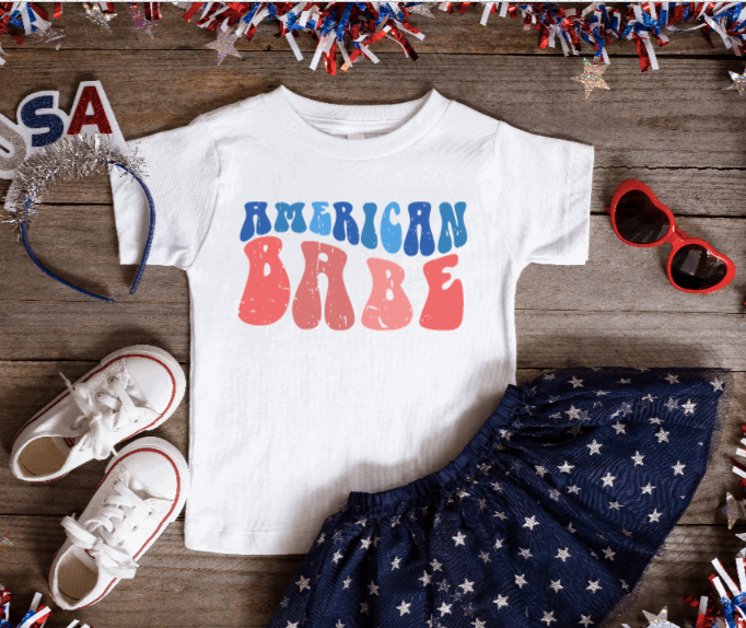 American Babe Wavy (DTF Transfer)