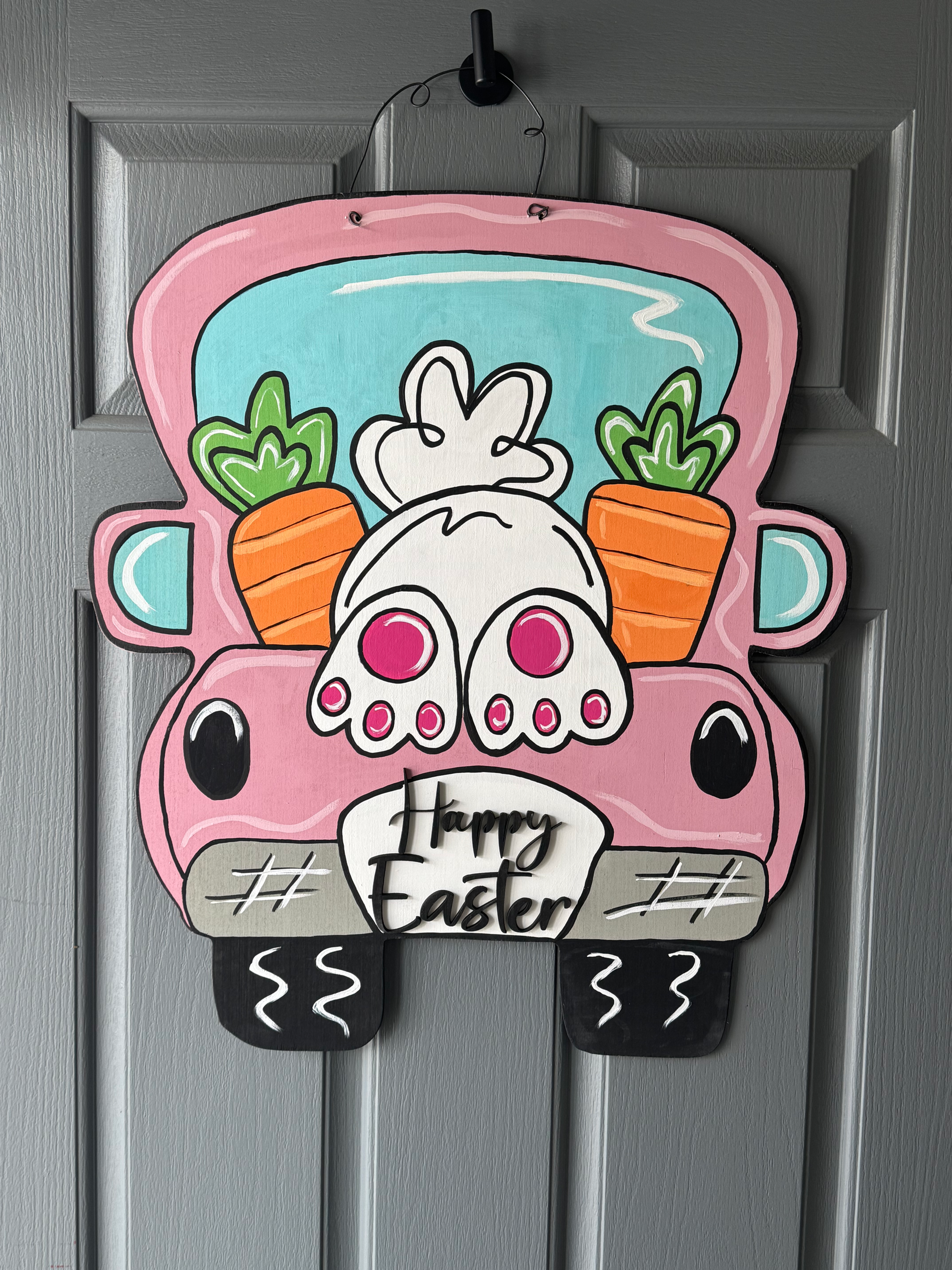 Happy Easter Bunny Butt in Truck Door Hanger