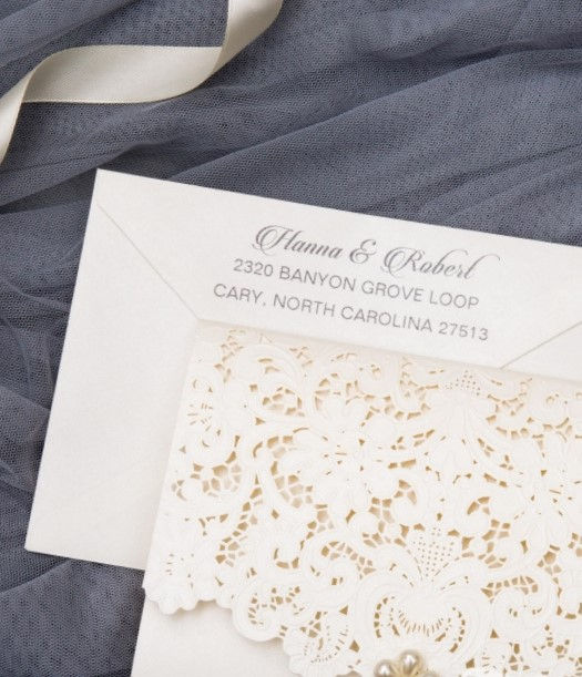 Thumbnail: Graceful Tri-fold Laser Cut Pocket Wedding Invitation Suite