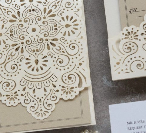 Thumbnail: 'Gorgeous Hand Painted Clouds' Laser Cut Wedding Invitation
