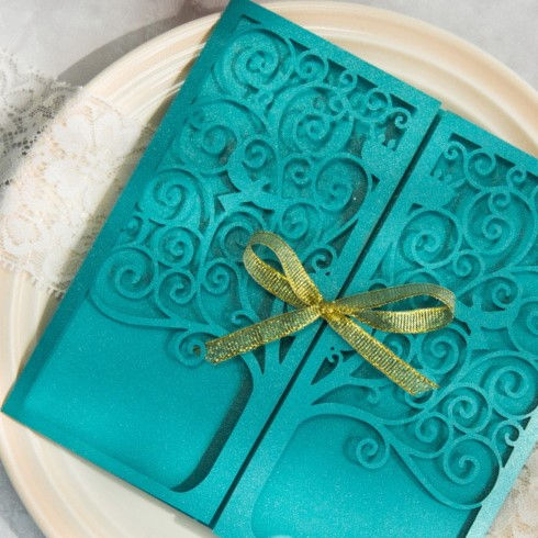 Thumbnail: Mysterious Tree of Life Laser Cut Wedding Invitation