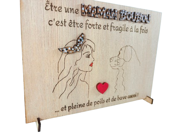 Miniature : Tableau en bois maman chien bouvier bernois bonne fête maman chien bouvier bernois