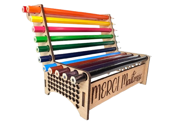 Miniature : banc en crayons personnalisable banc en crayon merci maitresse cadeau original maitresse nounou atsem