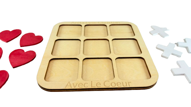 Miniature : Jeu morpion coeurs personnalisé - Avec le coeur