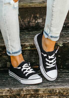 Lace Up Round Toe Flat Canvas Sneakers