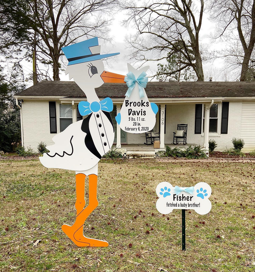 Boy Stork Sign Rental in Mount Holly, NC by Magnolia Storks & More
