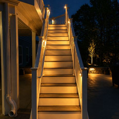 Outdoor stair and deck lighting installation