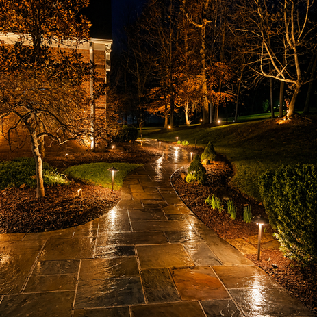 Garden pathway lighting installation