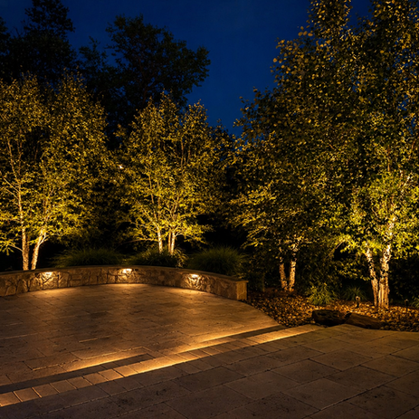 Custom patio lighting for outdoor living space