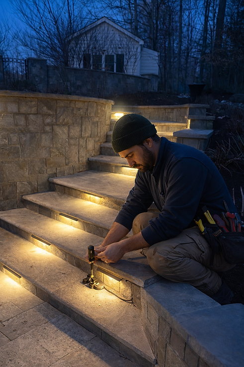 Técnico ajustando iluminación en escalones.png
