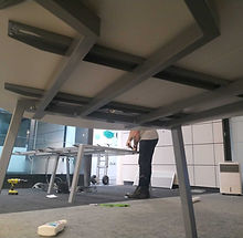 Desks being assembled