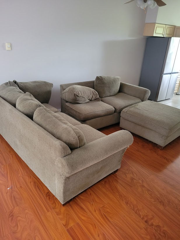 Large sofa, loveseat, and ottoman